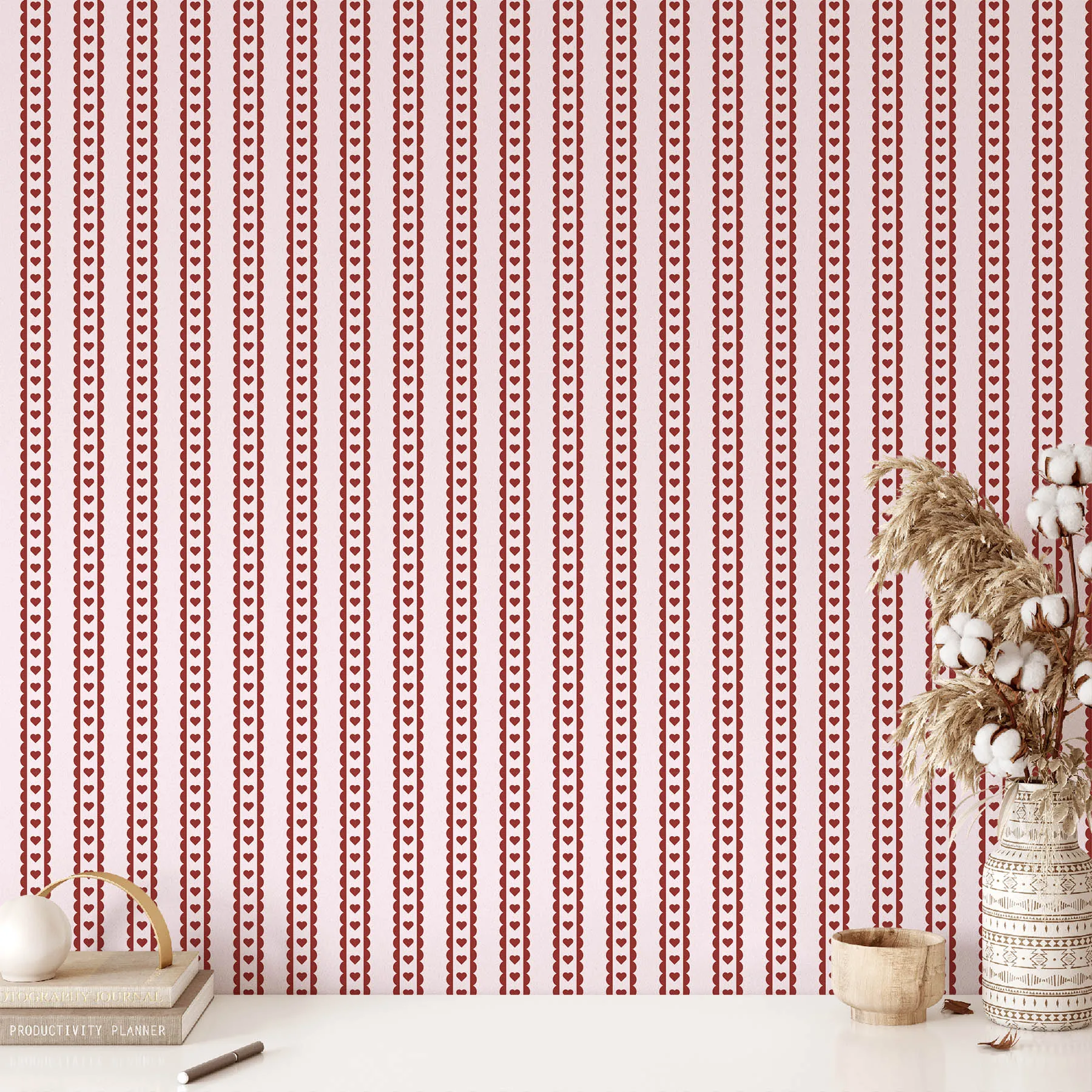 Charming Heart Stripes Seamless Pattern preview 2
