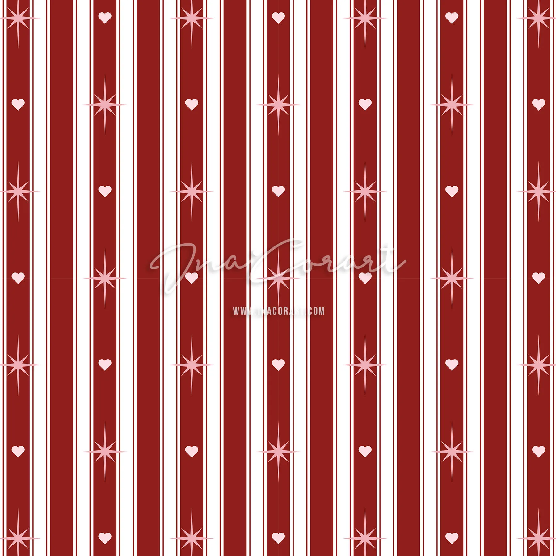 Festive Hearts and Stars Seamless Pattern preview 1