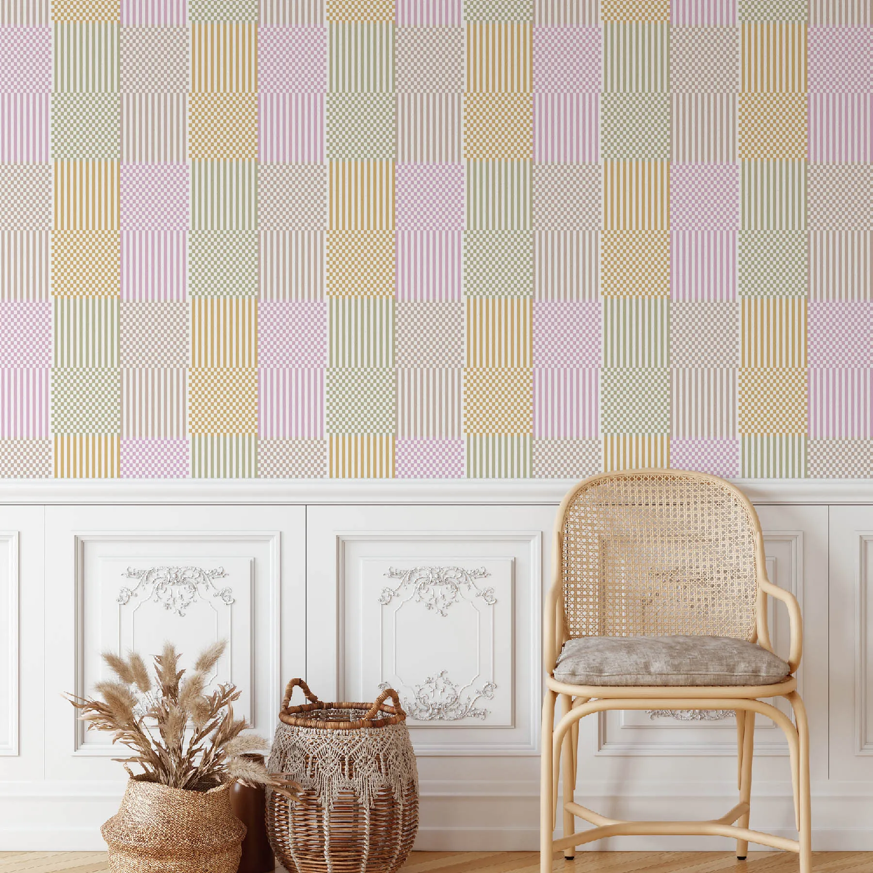 Pastel Stripes and Checks Seamless Pattern preview 4