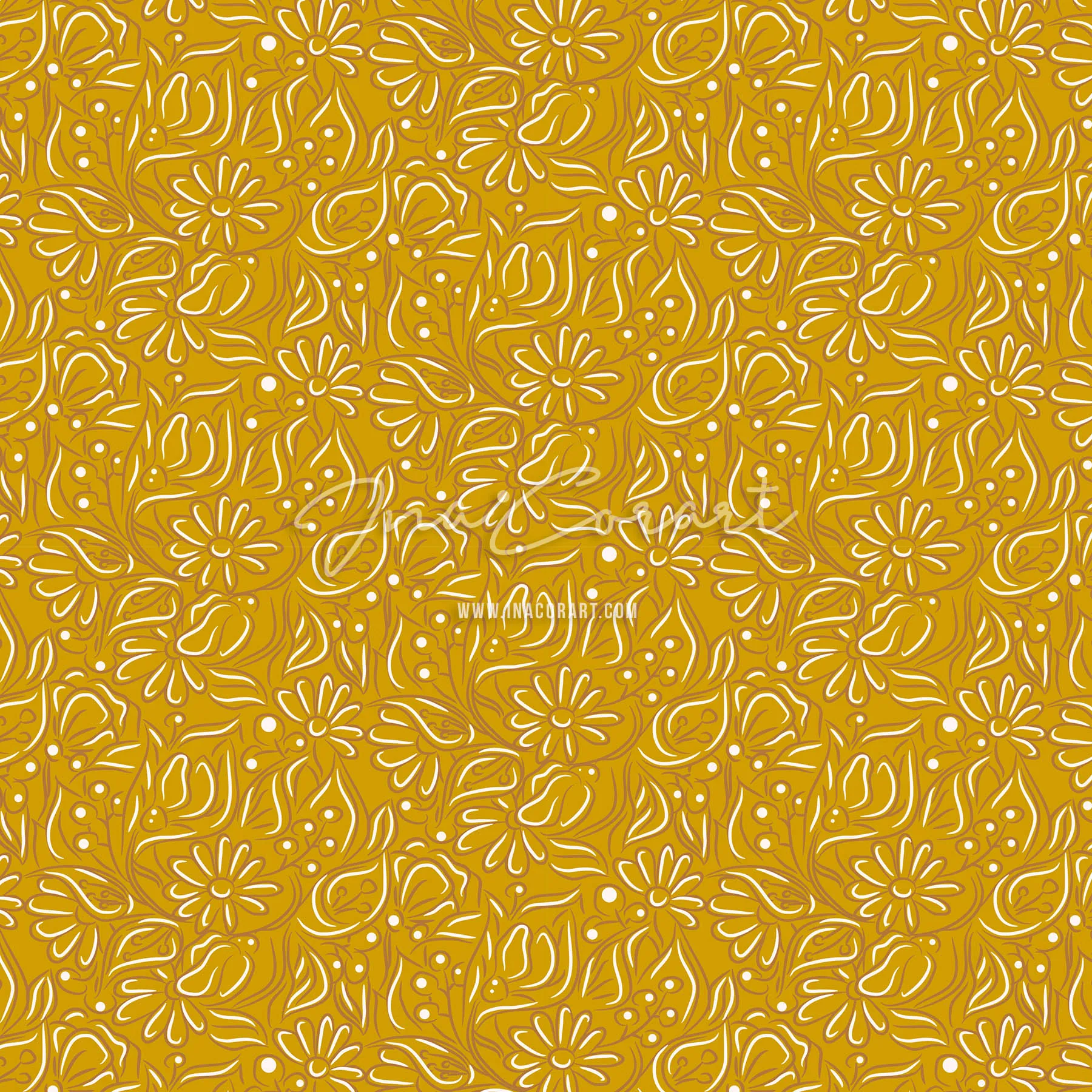 Golden Floral Seamless Pattern preview 1