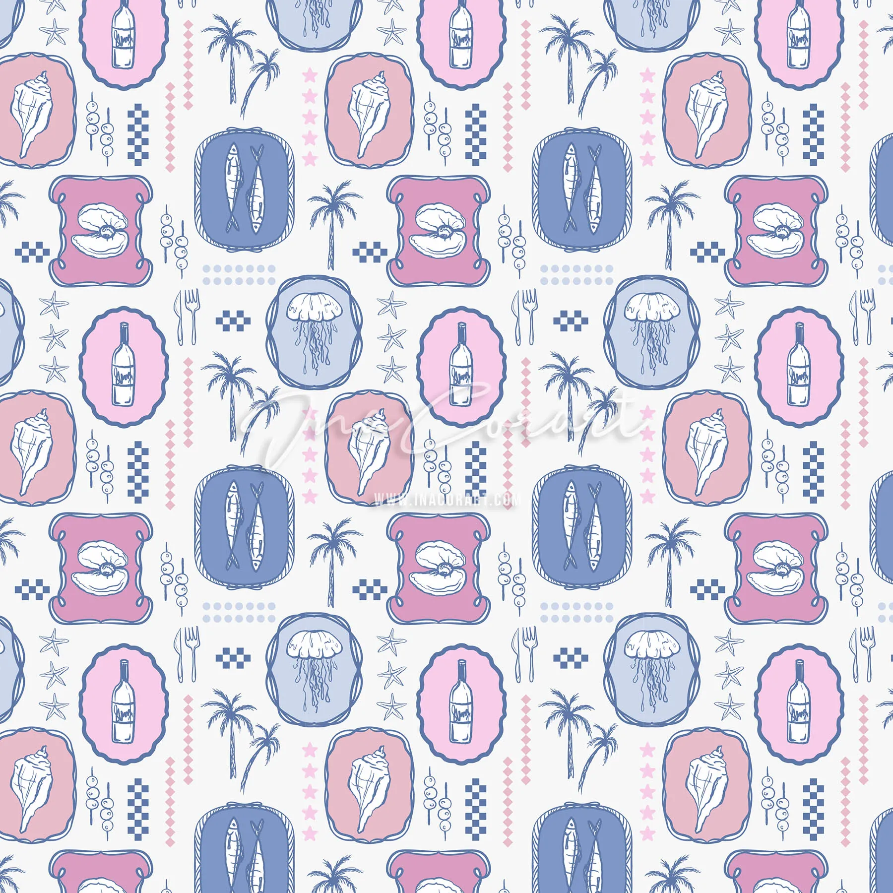 Coastal Delights Seamless Pattern 2 preview 1