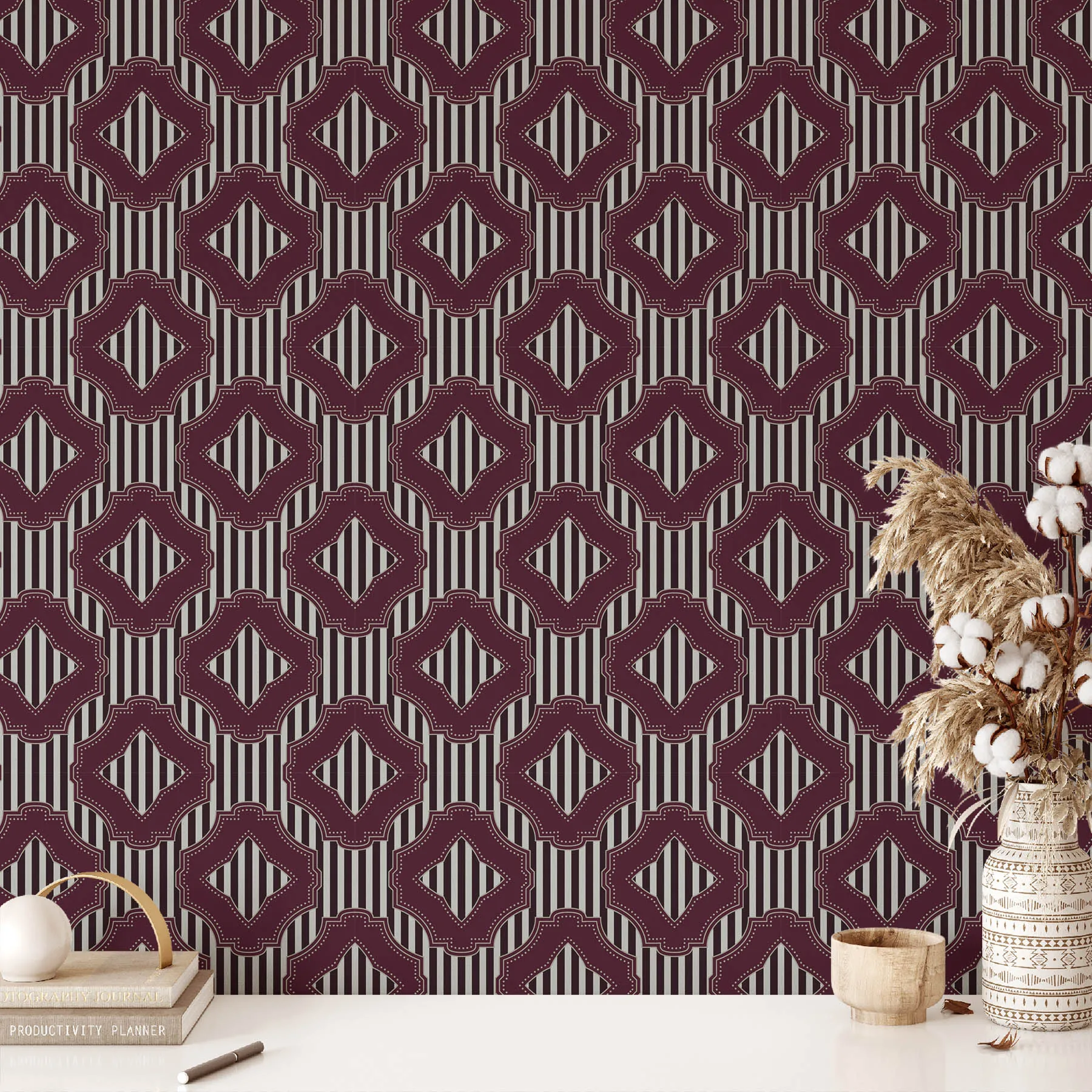 Elegant Burgundy and Gray Seamless Pattern preview 2