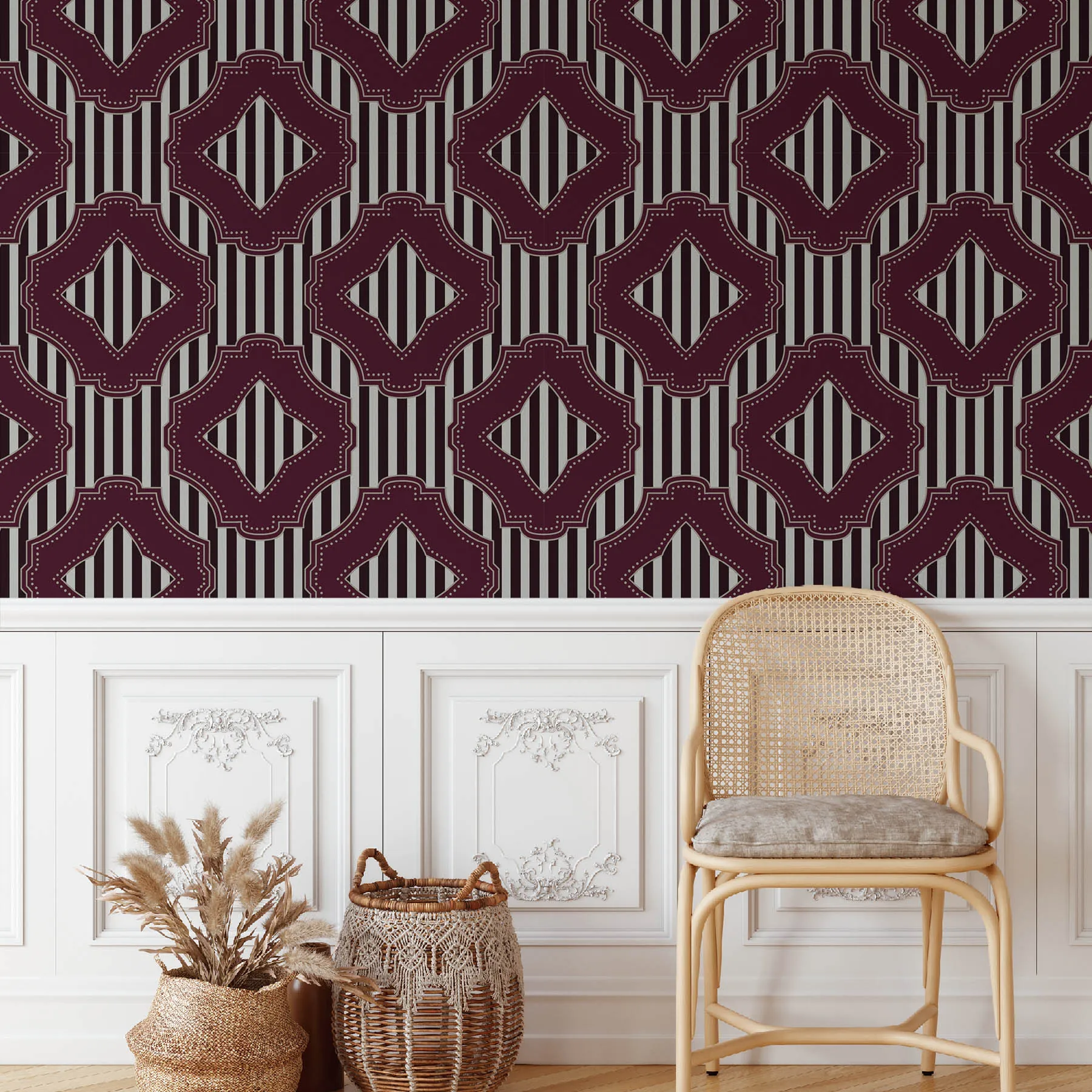 Elegant Burgundy and Gray Seamless Pattern preview 4