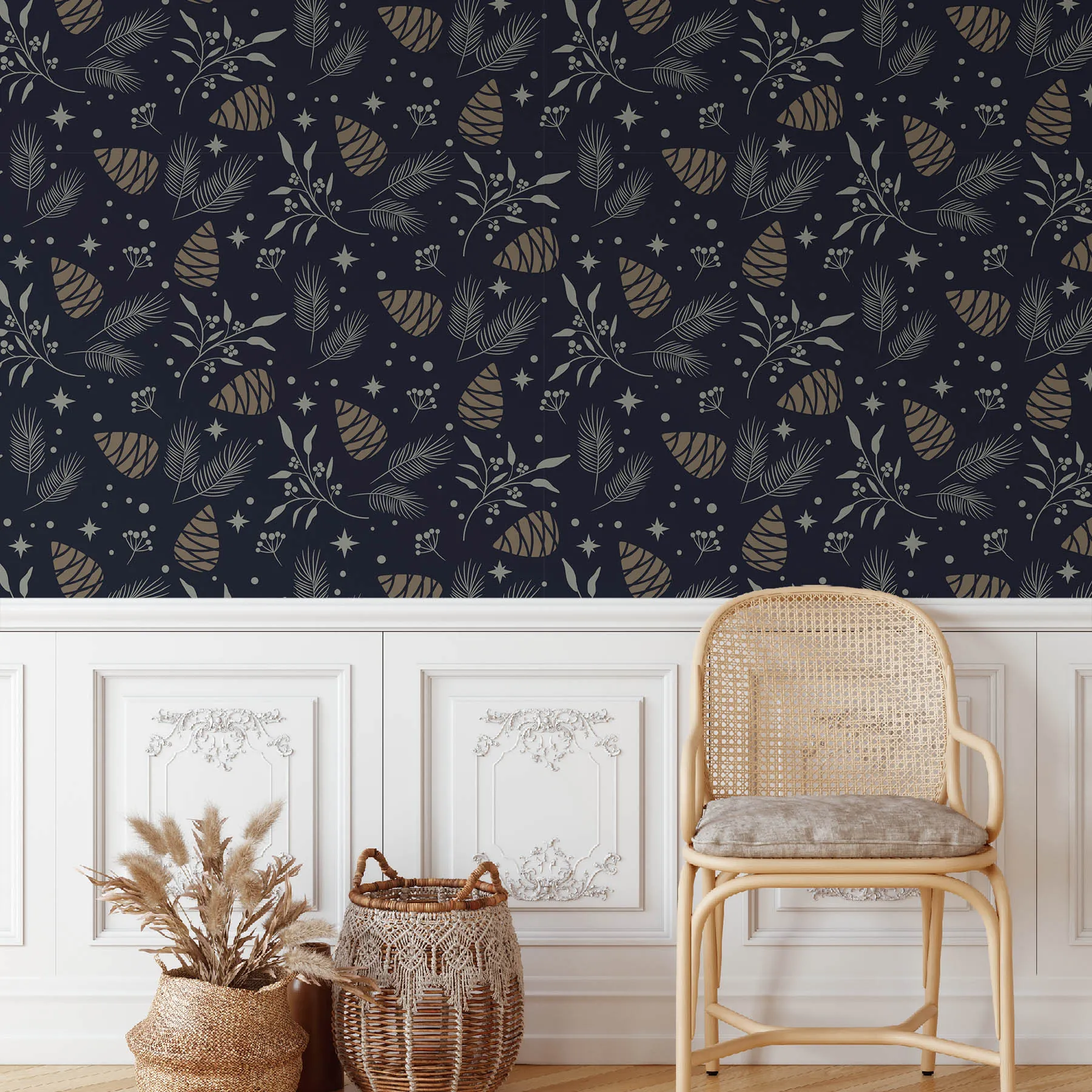 Elegant Pinecones and Foliage Seamless Pattern preview 4