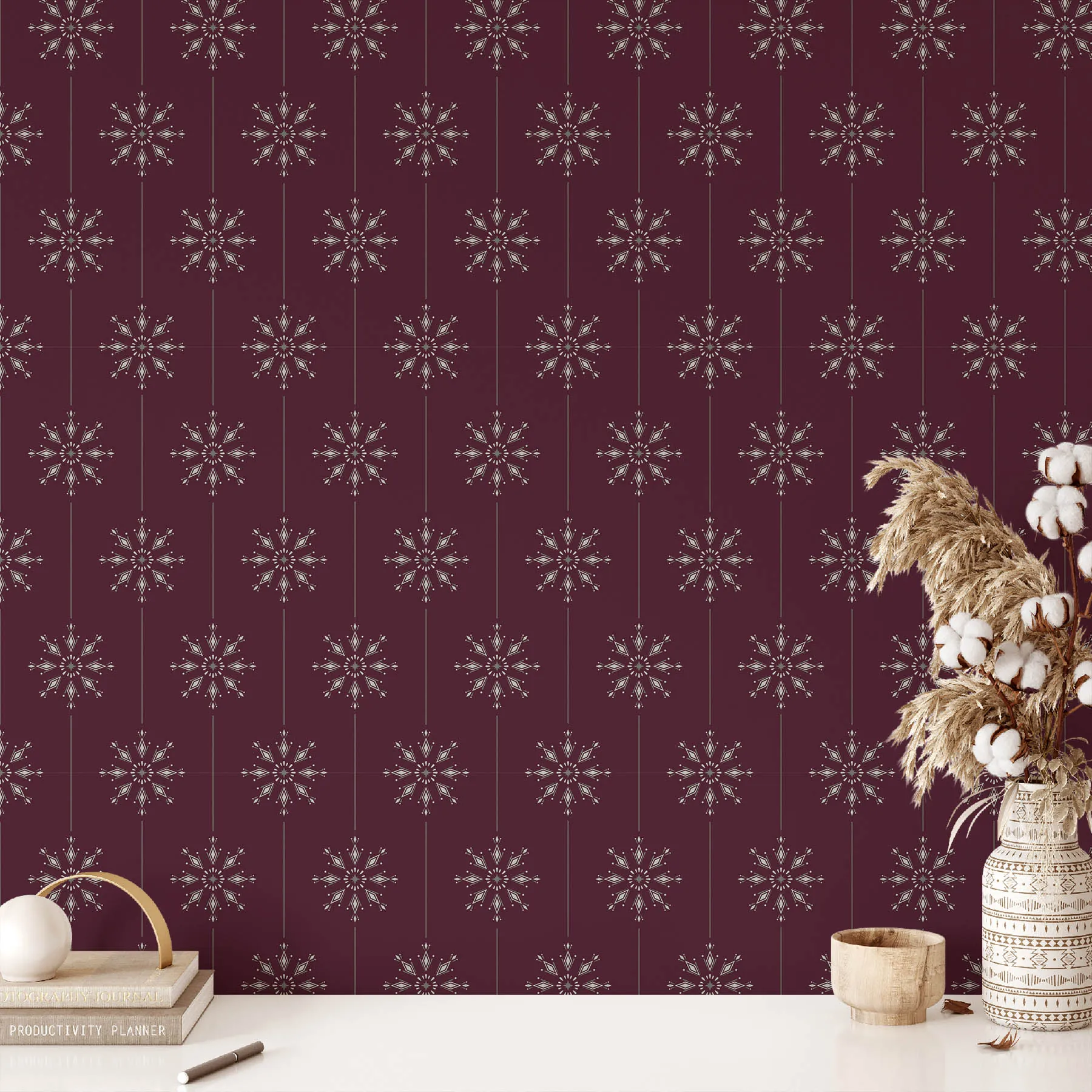Elegant Snowflake Seamless Pattern preview 2