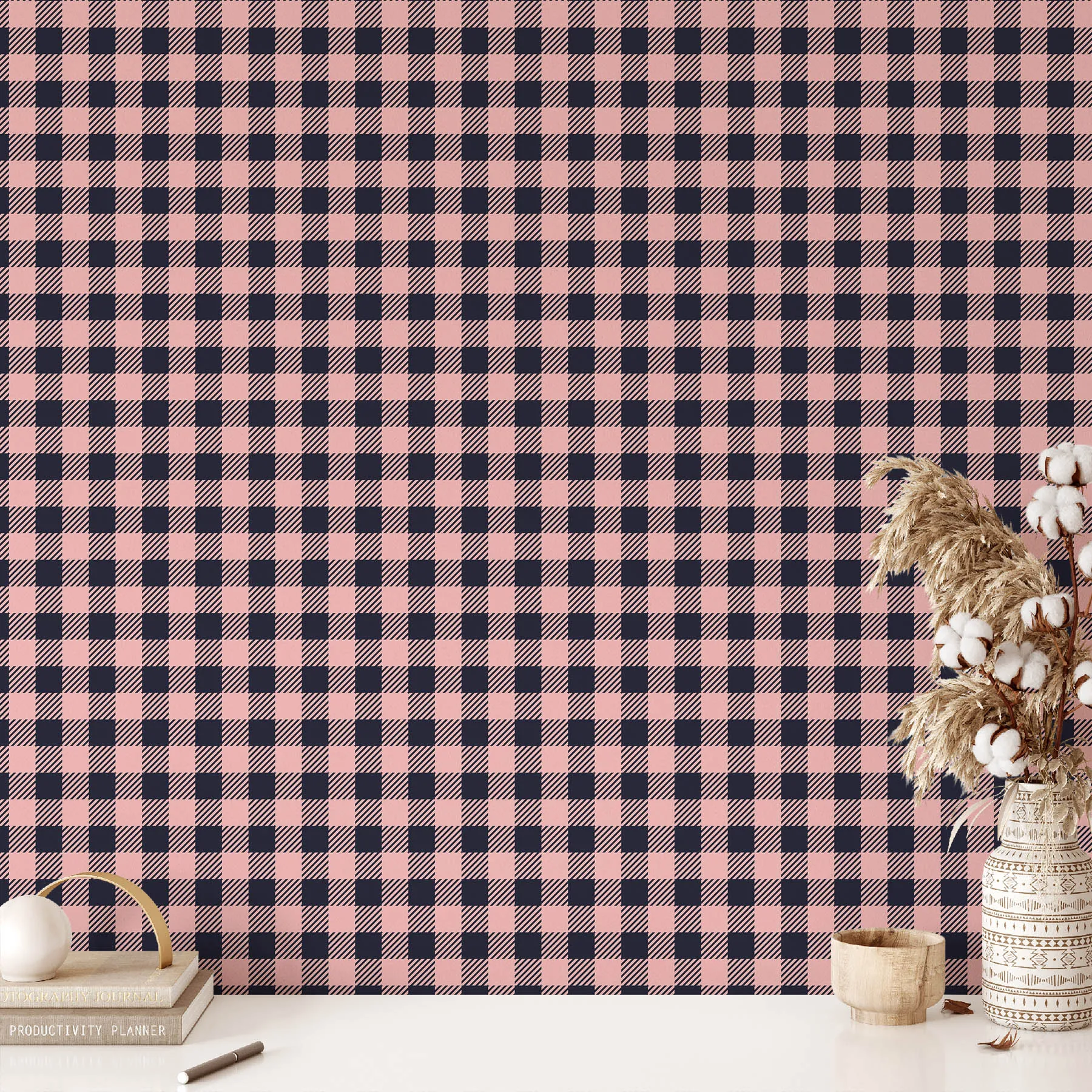 Chic Pink and Navy Checkered Seamless Pattern preview 2
