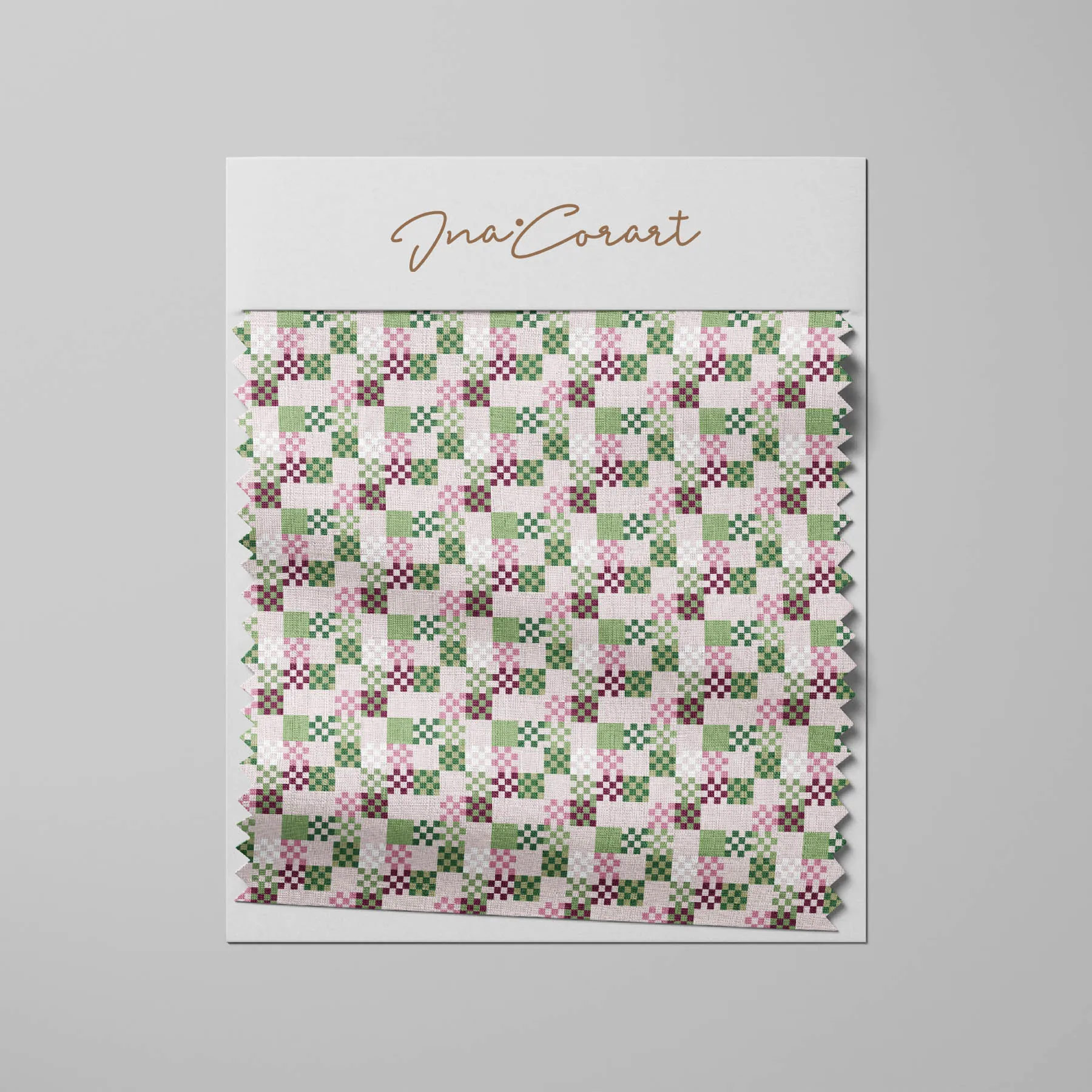 Green and Pink Checkerboard Seamless Pattern preview 3
