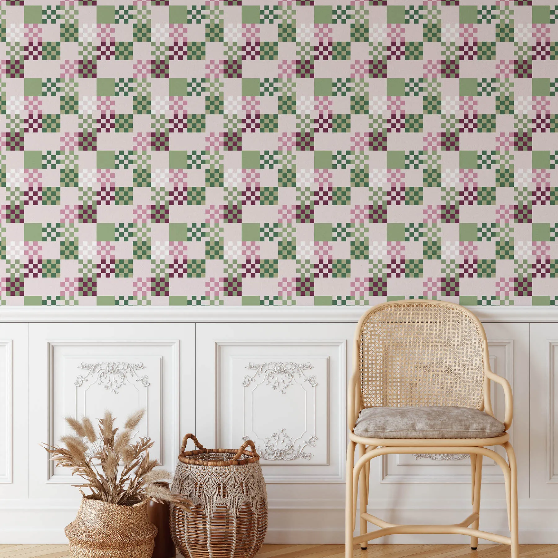 Green and Pink Checkerboard Seamless Pattern preview 4