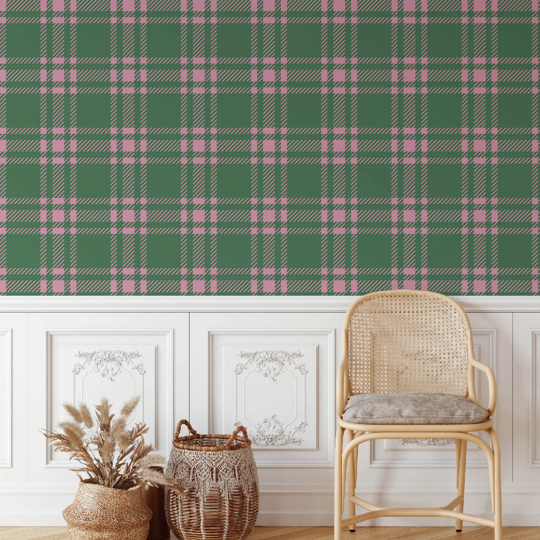 Pink and Green Plaid Seamless Pattern preview 4