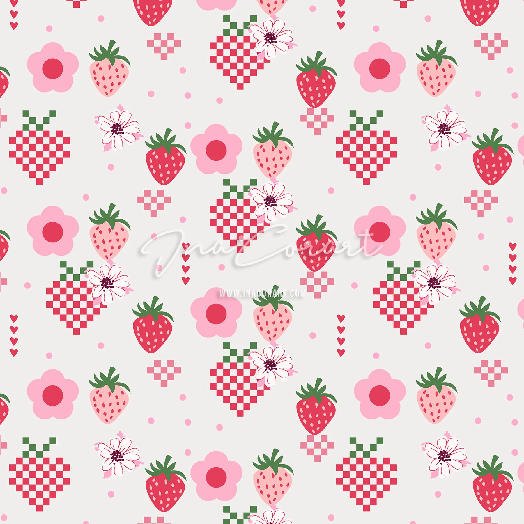 Strawberry Floral Seamless Pattern preview 1