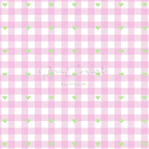 Pink and Green Heart Gingham Repeat Pattern preview 1