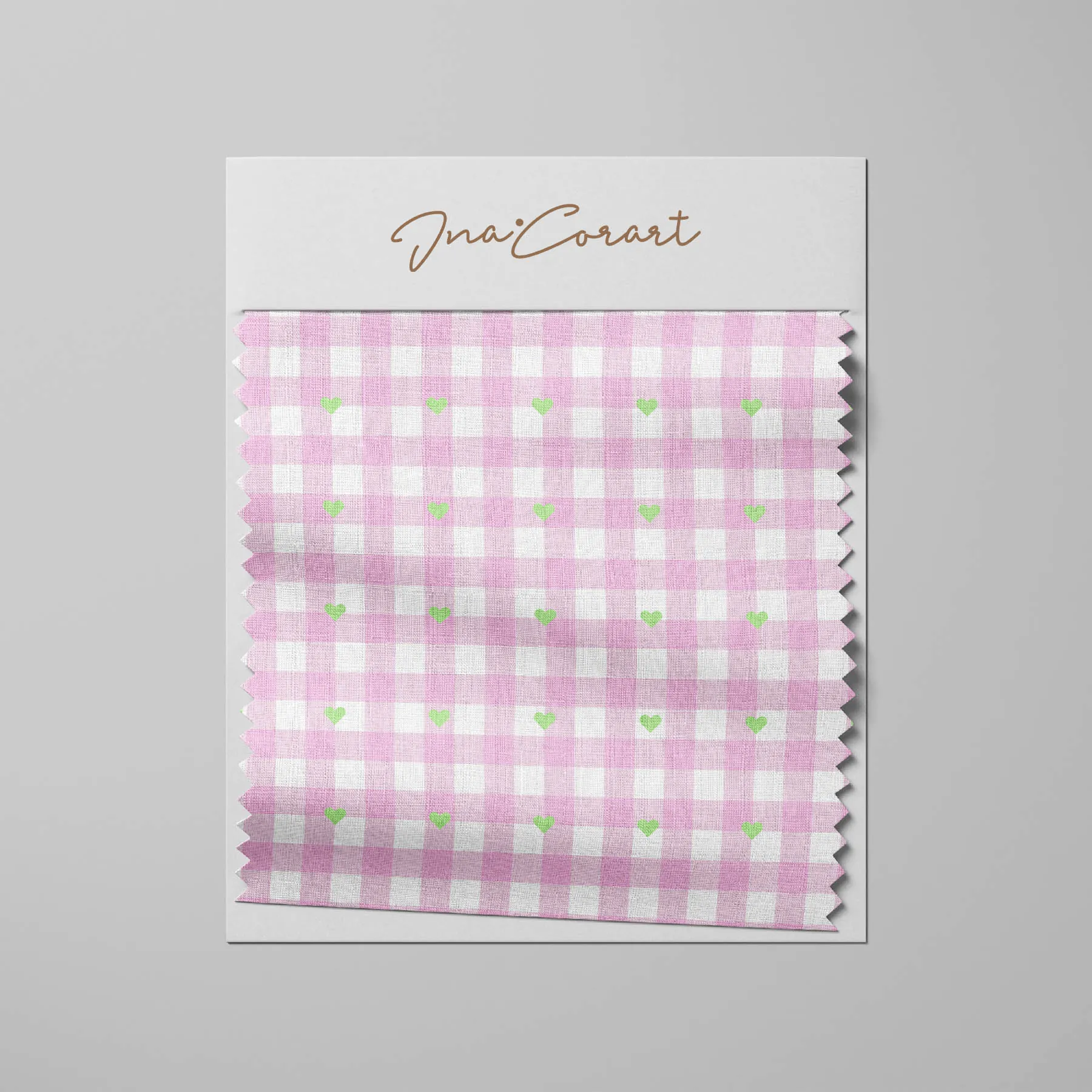 Pink and Green Heart Gingham Repeat Pattern preview 3
