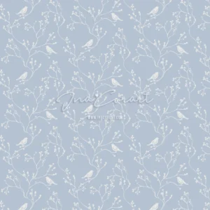 Delicate Birds on Blue Seamless Pattern preview 1