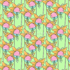 Colorful Jellyfish Floral Seamless Pattern preview 1