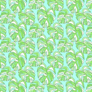 Tropical Monstera Leaves Seamless Pattern 2 preview 1