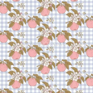 Pink Floral Apple Seamless Pattern preview 1