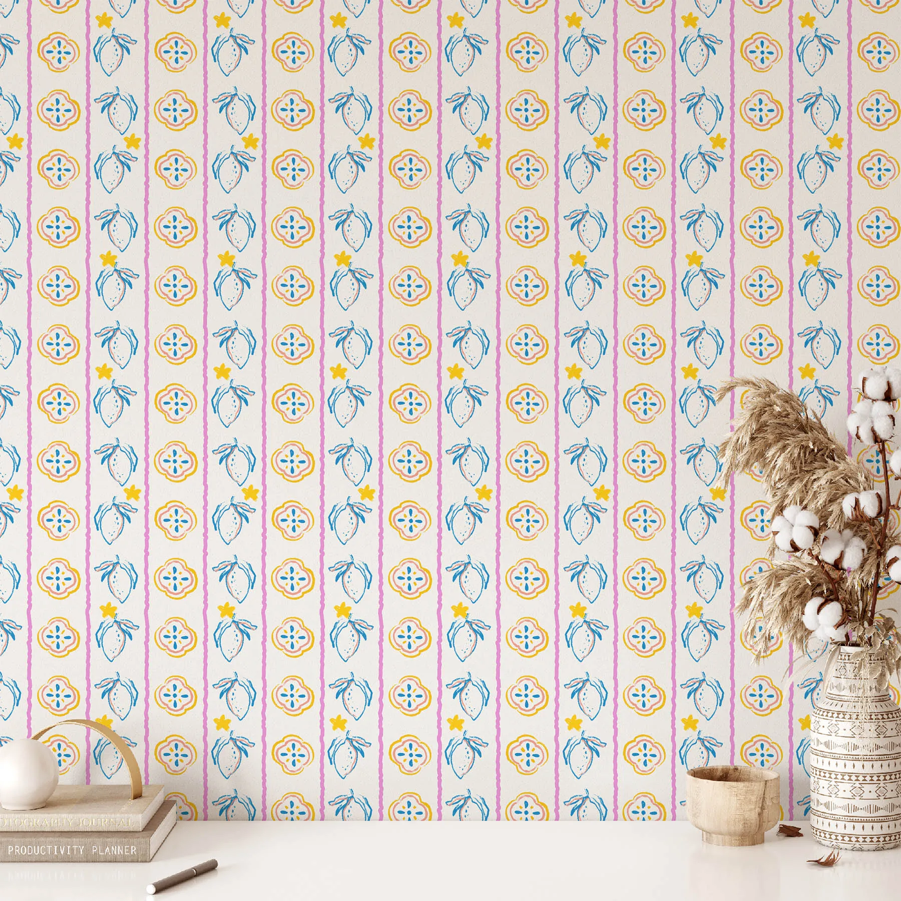 Colorful Lemon Floral Seamless Pattern preview 2