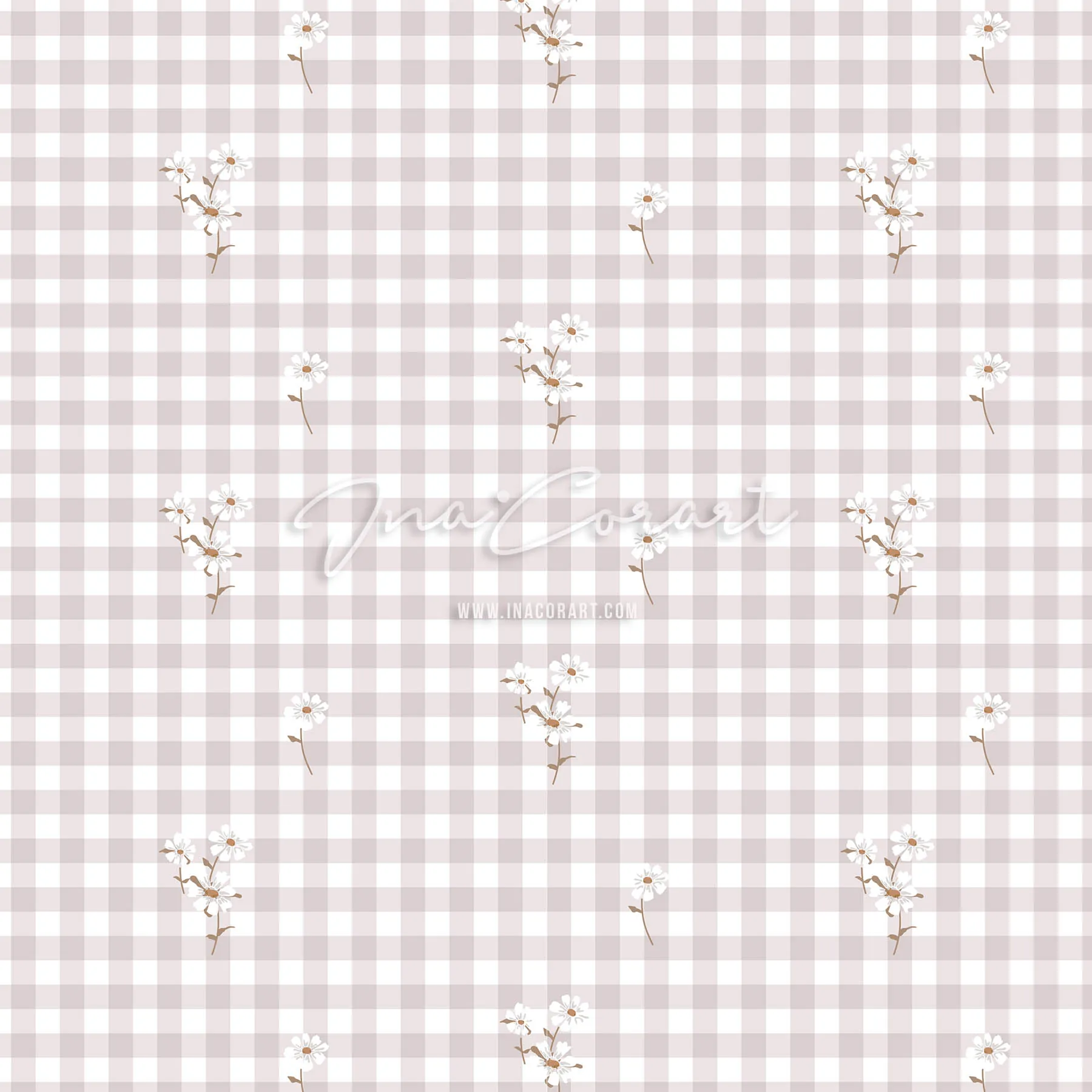 Floral Gingham Seamless Pattern preview 1