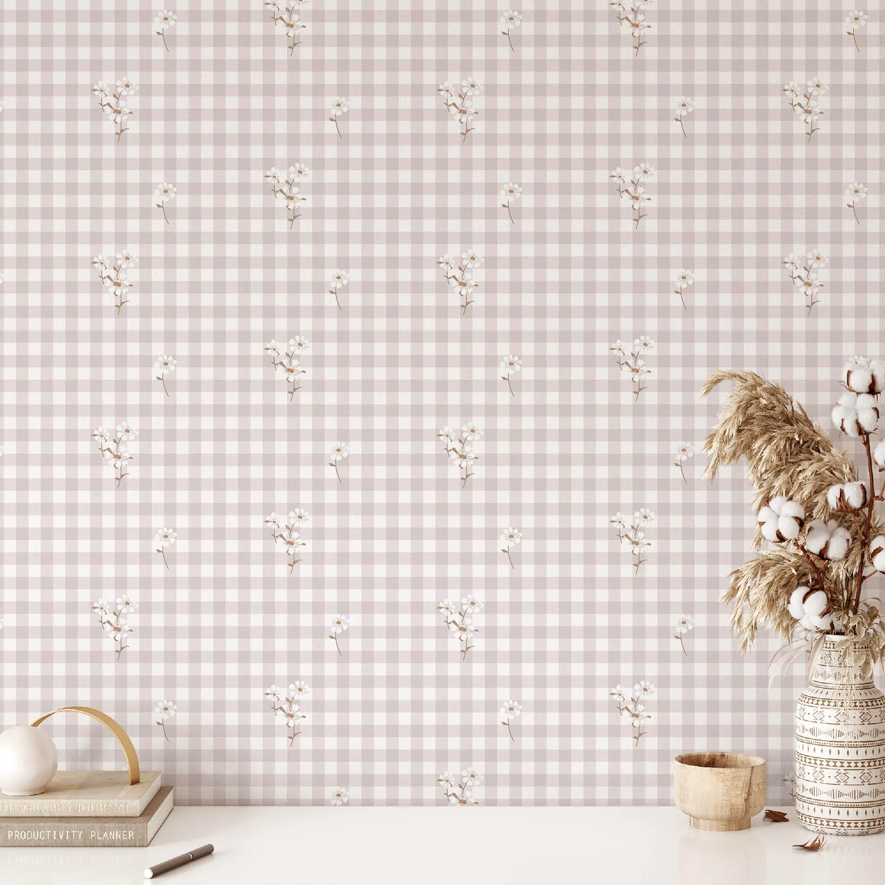 Floral Gingham Seamless Pattern preview 2