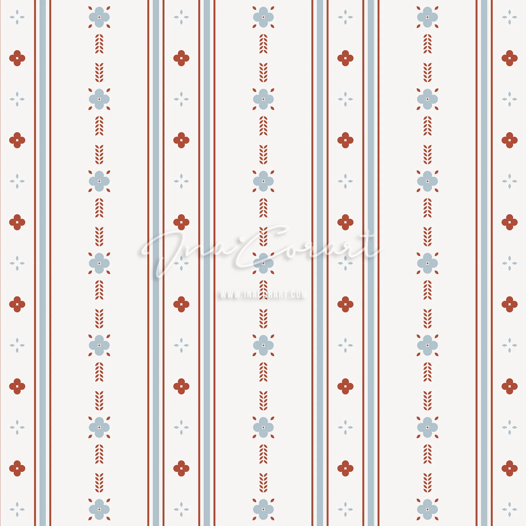 Floral Stripes Seamless Pattern preview 1