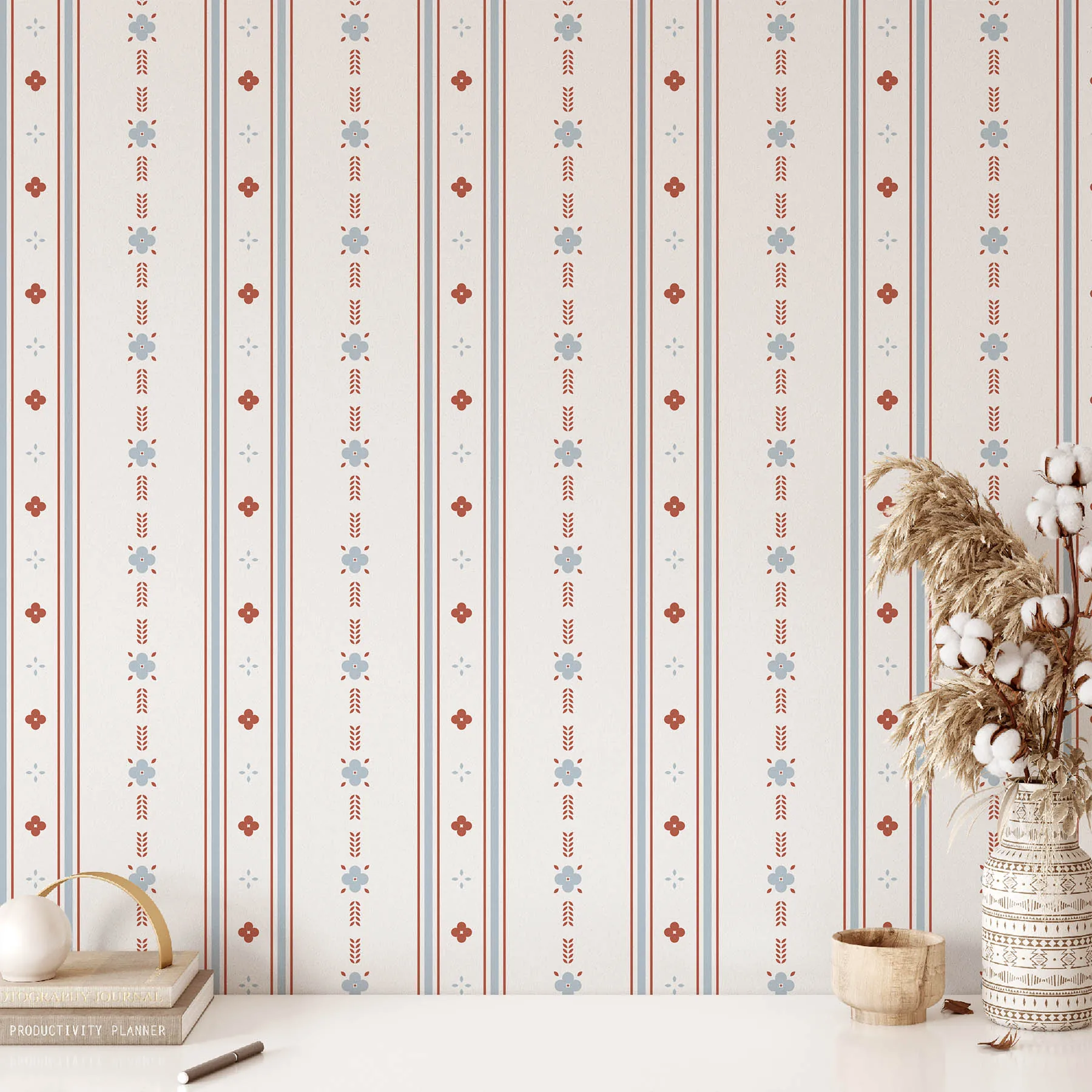 Floral Stripes Seamless Pattern preview 2
