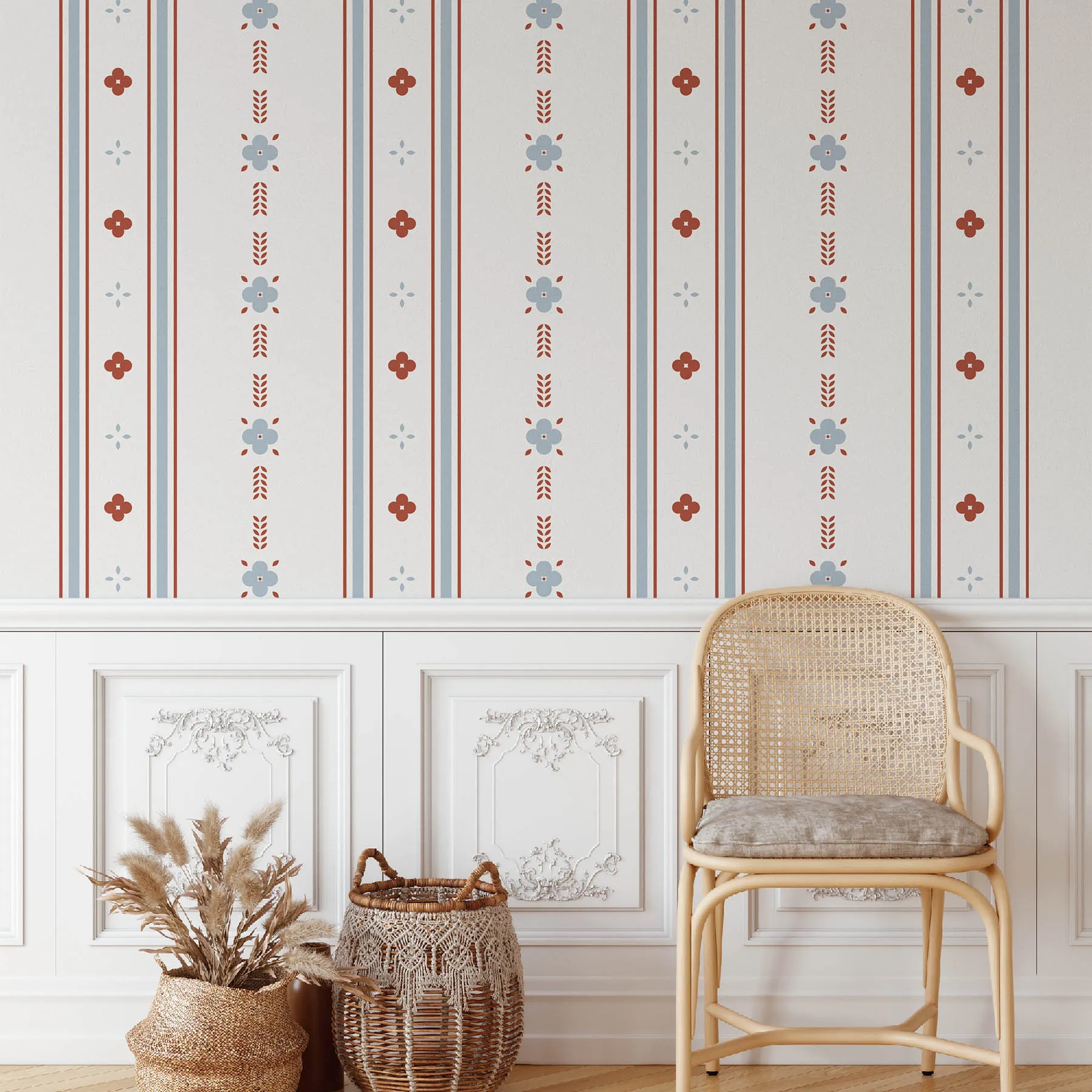 Floral Stripes Seamless Pattern preview 4